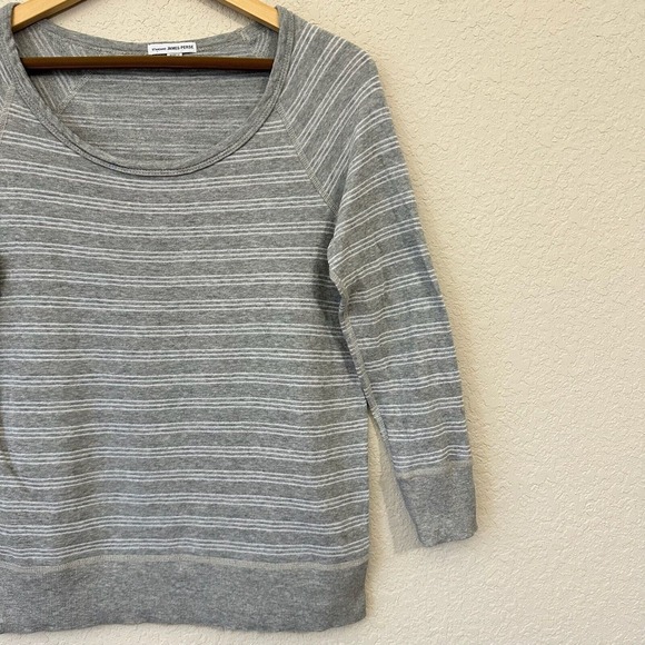 JAMES PERSE Stripe Vintage Raglan Top in Heather Grey - Picture 5 of 11